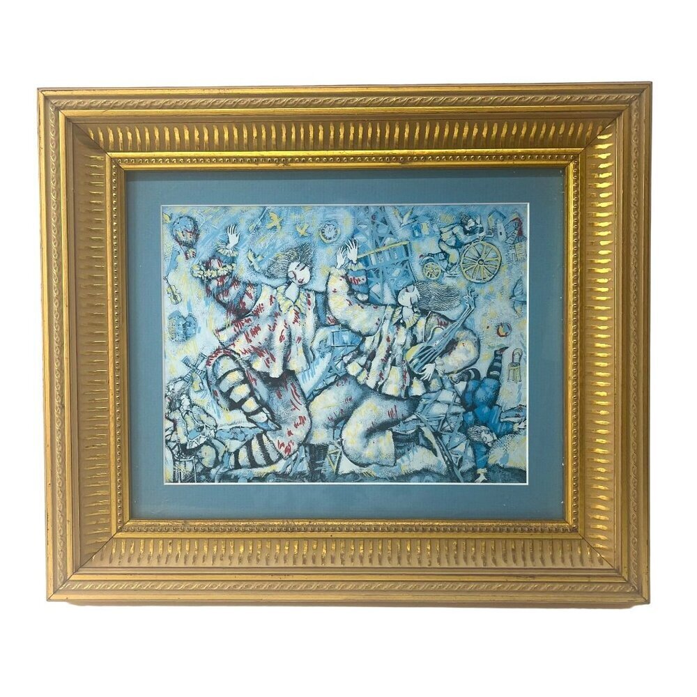 Michael Kachan Eiffel Song Framed Artwork Vintage 90s LIthograph Gold Frame